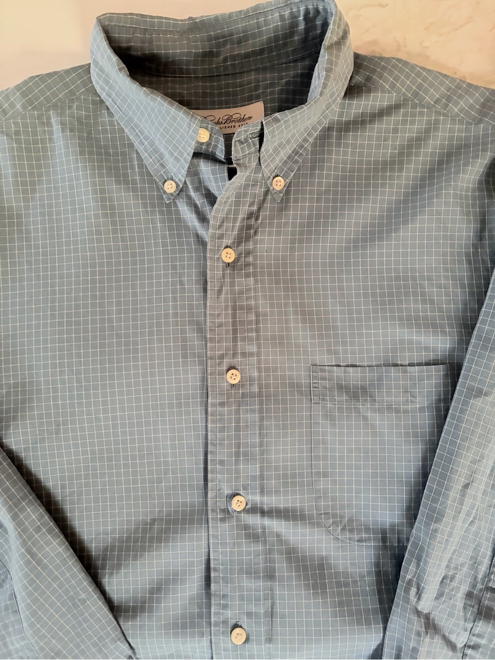Brooks Brothers L Light Blue Windowpane Button-Down Shirt